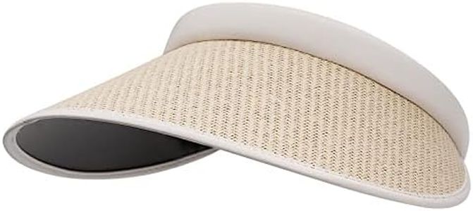 CLAPE Visor Hats for Women Uv Protection Straw Womens Sun Visor Clip On Wide Brim Beach Sun Hat for Travel, White