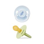 Wee Baby (2-Pack) Baby Dummies | 100% Natural Rubber Teething Dummy in Pastel Colours with Air Holes to Prevent Irritation | BPA Free Multipack in Rounded Tip Shape, Blue & Green, 6-18 Months