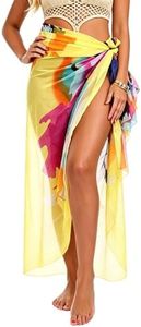 MissShorthair Women Beach Sarong Chiffon Swimsuit Cover Ups, High Slit Vacation Pareos Swimwear Bikini Wrap Bathing Suit