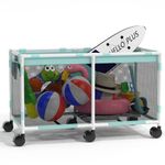 235 Gallon 69" L Extra Large Swimming Pool Storage Bin, Pool Noodles Holder, Toys, Floats, Balls and Floats Equipment Mesh Rolling Storage Organizer Bin, 69" Lx32 Wx35 H, Summer Vitality Mint Style