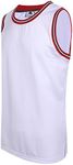 DEHANER Blank Mens Basketball Jersey Mesh Training Practice Athletic Sports Shirts Team Uniforms Fans Outfits Tops, Red Neckline-white Jersey, Large