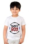 Printmate Boys and Girls Mamas Boy Kids Gifting Cotton Round Neck Unisex Half Sleeve T-Shirt Dress White