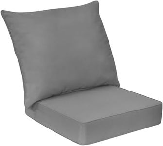 Costway Deep Seat Cushion, Patio Chair Cushions with Straps & Zipper, Indoor/Outdoor Seat Cushion & Back Cushion for Garden, Poolside, Living Room (1, Grey, Square)