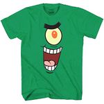 Spongebob Squarepants: Plankton Sinister Face T-Shirt, Green, Medium