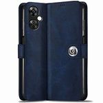 TheGiftKart Flip Cover Back Case for OnePlus Nord CE 3 Lite 5G | Genuine Leather Finish | Designer Button | Inbuilt Pockets & Stand | Flip Cover Back Case for OnePlus Nord CE 3 Lite 5G (Blue)