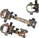 Archery Bow Sight 5 Pin 0.019 Optical Fiber Retinal Sight CNC Aluminum Horizontal Vertical Adjustment for Compound Bow Sight Accessory (Long Camo)