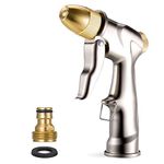 VASLON Garden Hose Nozzle Sprayer Gun, Zinc Alloy Gun Body & Full Brass Nozzle, Leak Proof Metal Hand Sprayer, High Pressure Pistol Grip Sprayer in 4 Spraying Modes (Metal)