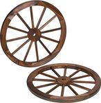 Trademark Innovations Decorative Vintage Wood Garden Wagon Wheel with Steel Rim-24 Diameter (Set of 2), 2 Count