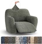 PAULATO BY GA.I.CO. Recliner Slipcover - Reclining Chair Cover - Printed Slipcovers - 1-Piece Form Fit Stretch Furniture Protector - Microfibra Print Collection - Mossy Grey (Recliner Cover)