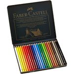 Faber-Castell Tin Of 24 Polychromos Blendable, Lightfast Drawing And Colouring Pencils For Artists, Beginners, Professionals, Students, Crafts, Colouring Books, Artwork, Soft Waterproof Oil Chalk Lead