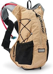 USWE Vertical Hydration Pack - Backpack with 2L/70oz Water Bladder for Trail Running, Motorbiking, MTB and Biking (10L, Sandstorm)
