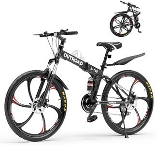 Betterland 26 Inch Folding Mountain Bike, 21 Speeds Full Suspension Foldable Bikes, Dual Disc Brake, High Carbon Steel Frame and Non-Slip Quick Release tire Bicycle for Adult (LH-Black)