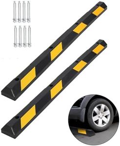 2 Pack 72" Rubber Parking Curb, Heavy Duty Parking Stopper with Reflective Stripes, Durable Wheel Stoppers Parking Curb for Garage Driveway Warehouse Parking Lots