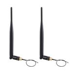 Jopto 2PCS 2.4G 5.8G Dual-Band High Gain Wireless Router 5DBI WiFi Omnidirectional Antenna RP-SMA Female Connector with 15cm U.FL IPEX Mini PCI to RP-SMA Male Pigtail RF 1.13 Antenna WiFi Cable