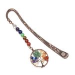 JSDDE Vintage Metal Bookmark Reiki Healing 7 Chakra Crystal Gemstone Life Tree Pendant Charm Book Marker for Women Teachers Readers Gifts