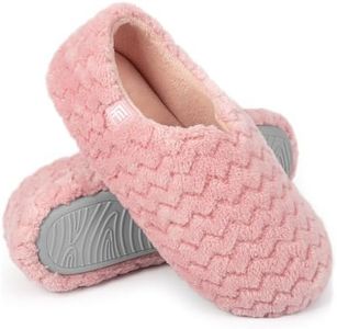 FamilyFairy Women's Memory Foam Slippers Soft Sherpa Lining Anti-Slip Lightweight House Shoes Pink, UK3-4