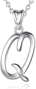 EUDORA Sterling Silver Initial Necklaces for Women, Classic 26 Letter Neckless Gifts for Girls, Sister, Mother Daughter, 18 inch Chain, 18", Sterling Silver