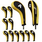 Andux Number Print Golf Iron Covers with Zipper Long Neck 12pcs/set Black/yellow Mt/w06+2LW