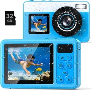 4K Underwater Digital Camera,10FT Floating Camera,48MP Waterproof Camera for Snorkeling,Surfing,Swimming and Kayaking,Dual-Screen Selfie,Autofocus,18X Zoom,Fill Light,32GB Card,Type-C Rechargeable