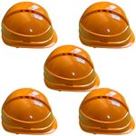 LADWA 5 Pcs Orange Heavy Duty Safety Director Helmet Head Protection for Outdoor Work Head Safety Hat with ISI Mark (Pack of 5)