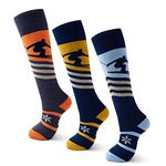 Ski Socks Kids Boys Winter Warm Snow Socks Thick Thermal Skating Snowboarding Skiing Socks for Boys Girls 3 Pack Snowboard 6-8 Years