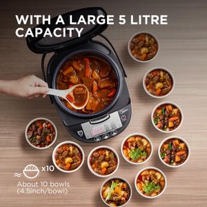 Midea 10-Cup Rice Cooker – Black, Non-Stick Pot