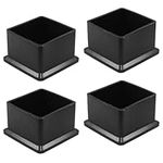 BokWin 4 Pcs Chair Leg Caps 1.5 Inch*1.5 Inch Square Furniture Floor Protectors Anti-Slip Plastic Sofa Table Chair Leg End Cap Cover(Black)