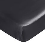 Satin Crib Sheet Fitted, Soft & Silky Baby Mattress Sheet (52"x28"x8") for Boys and Girls, Great for Baby with Hair and Skin, Black