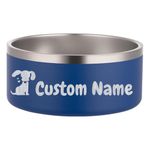 Personalised Dog Bowls - Stainless Steel Non-Slip Dog Cat Water Bowl - Custom Laser Engraving Pet Food Bowls - Durable and Hygienic Puppy Bowls(Blue)