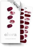 ohora Semi Cured Gel Nail Strips (N Mulberry) - Red, Ombre, Works with Any UV/LED Nail Lamps, Salon-Quality, Long Lasting, Easy to Apply & Remove - Includes 2 Prep Pads, Nail File & Wooden Stick