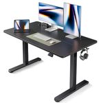 FEZIBO Height Adjustable Electric Standing Desk, 120 * 60cm Stand up Table, Sit Stand Home Office Desk with Splice Board, Black Frame/Black Top
