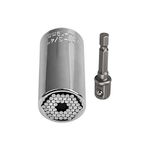 Valleycomfy 2Pcs Universal Socket Wrench Set 1-3/4", Car Hand Tools Repair Kit with Power Drill Adapter Chrome Vanadium Steel Lightweight Easy to Carry (2pcs Socket Set)