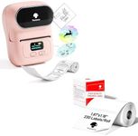 Phomemo M110 Thermal Label Printer with 1 Roll 1.97"x1.18"(50x30mm) Squere Labels, Barcode Label Maker for Snamll Business, Logo, Address, Clothing, Portabel Sticker Printer with 300+ templates, Pink