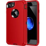 Mieziba for iPhone 8 Case,iPhone 7 Case,[Built in Screen Protector] Heavy Duty Shockproof Dust/Drop Proof [3 Layers] Full Body Protection Rugged Cover Case for iPhone 8/7,Red/Black