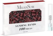 MelodySusie 100 Pcs Nail Drill Bits Sanding Bands for Nail Drill 120 Medium Grit Nail File Sanding Bands for Acrylic Nails Gel Manicures and Pedicure