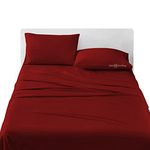 HKS BEDDING 1000 Thread Count Luxury Soft and Comfy Egyptian Cotton 1 Flat Bedsheet and 2 Pillowcase Queen Size Burgundy Solid | 3 PC Flat Bedsheet