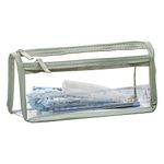 FIYUK Clear Pencil Case Bag Pen Holder Stationery Dual Zipper Organizer Makeup Pouch for School Office Travel, Green