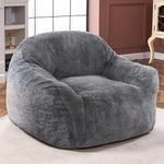 Homguava Giant Bean Bag Chair Sofa High-Density Foam Filled Sofa Chair Large Lazy BeanBag Sofa with Armrests for Living Room, Bedroom (Grey)