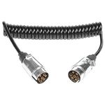 AOHEWEI 7 Pin Trailer Extension Lead Cable Metal 1.8M with Trailer Plug to Plug Aluminium Alloy Towing Light Connector 12V for Trailer Truck Boat or Caravan (1.8m extension lead 7 pin)