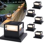 Viewsun 6 Pack Solar Post Cap Lights, Outdoor Fence Powered Lights with SMD LEDs Waterproof Light Decorative for Deck or Patio Decor, Fits 4x4, 5x5 6x6 Wooden Posts, Black-6 Set