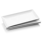 WishDeco Ceramic Serving Platters Set of 3, White Rectangular Plates, 36cm/14 inch Large Serving Trays, Porcelain Serving Dishes, Party Platters for Dessert, Buffet, Snack, Steak, Fruit