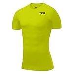 TCA Men's HyperFusion Compression Base Layer Top Short Sleeve Under Shirt - Lime Punch, M