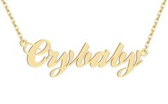 18k Gold Plated Crybaby Name Pendant Necklace Nameplate Necklaces Womens Stainless Steel Graduation Mother Jewelry