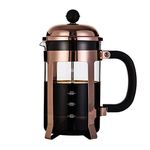 InstaCuppa French Press Coffee Maker with 4 Part Superior Filtration, Premium Grade Stainless Steel Coffee Plunger, Copper, 1000 ML