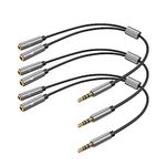 Yumiwoow Headphone Splitter TRRS Headset Adapter Y Splitter Cable Stereo Male to 2 Female Separate Mic and Audio Compatible with PS4 Xbox One Laptop Phone PC Gaming Headset (3)