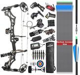 surwolf Compound Bow Kit, Hunting and Target, Limb Made in USA,Draw Weight 30-70 lbs Adjustable, Draw Length 19-31",up to IBO 320FPS Speed, Package with Archery Hunting Accessories (Black)