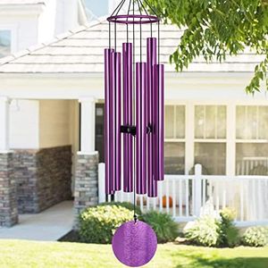 Memorial Wind Chimes Outdoor Large Deep Tone,36''Wind Chimes Amazing Grace Tuned Relaxing Soothing Melody,Sympathy WindChimes for Mom,Dad，Garden, Yard, Patio, Porch，Home Decoration and Gift,(Purple)