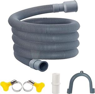 Jindizi Dishwasher Washing Machine Replacement Hoses, Washer Drain Hose Extension Kits Flexible Corrugated Drain Hose 6.5ft for Washing Machine with 1 Adapter 2 Hose Clamps 1 U-Bend Holder