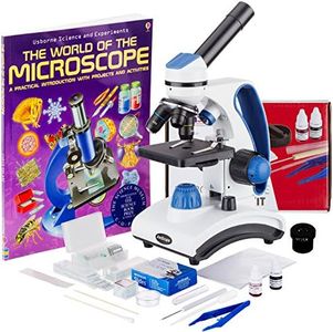 AmScope M162 Series Portable Metal Frame Student Compound Microscope - With The World of The Microscope - 40X-1000X Magnification - Microscope for Kids with Dual Lens LED Lights