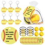 Hotop 60 Pcs Back to School Softball Team Gifts Keychains Softball Baseball Charm Bracelets Bulk Mini Softball Stress Balls with Softball Thank You Card DIY Softball Season Gifts for Softball Party